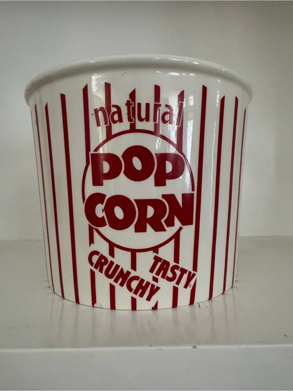 Williams-Sonoma Ceramic Popcorn Bucket - Retro Red & White Striped Bowl